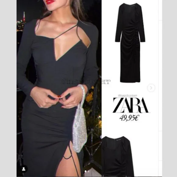 zara gathered asymmetric neckline dress Zara Grey Long Sleeve Turtle Neck Drape Knit Gathered Asymmetric Short  Dress XS